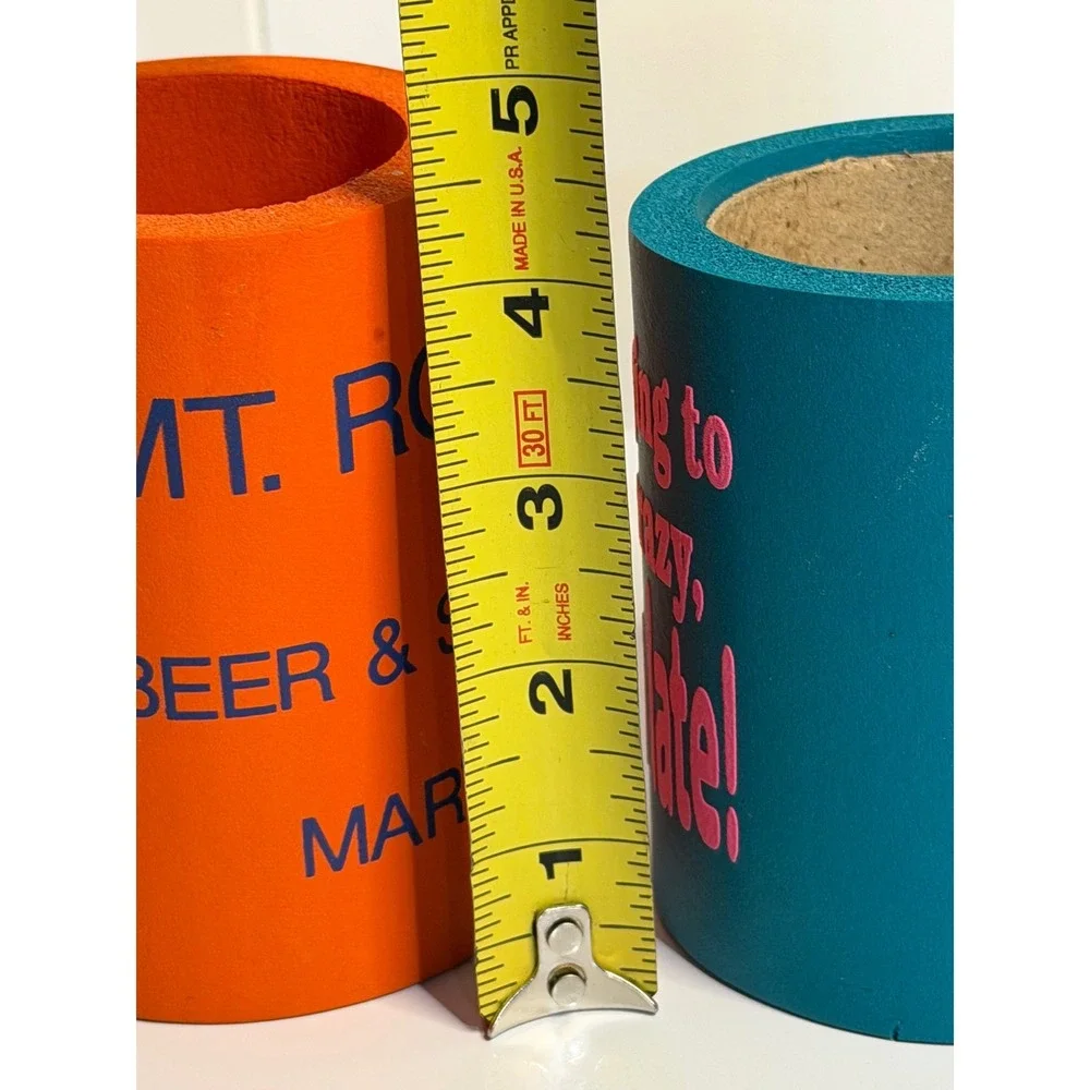 VTG Can Cooler‎ Set Orange Teal Retro Mt Rose Novelty Foam Koozie Collectible